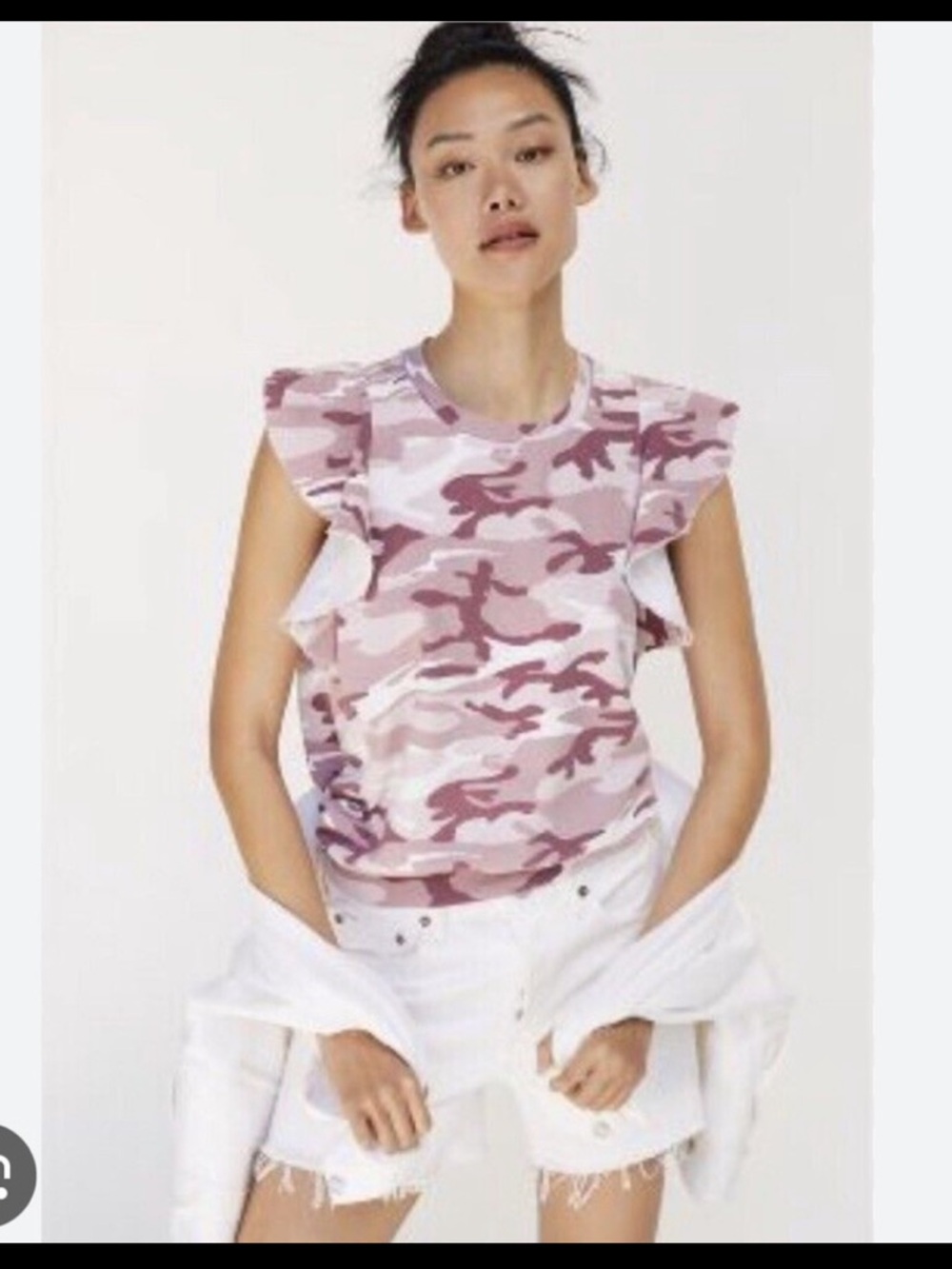 Anthropologie T.La Sleeveless Ruffle Sweatshirt